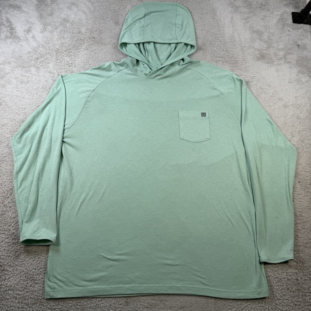 Huk Shirt Mens XL Teal Green Hooded Long Sleeve Fishing Performance Stretch